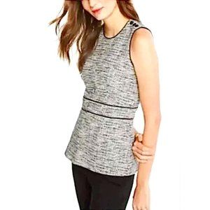 Ann Taylor Tweed Piped Peplum Top Sz S